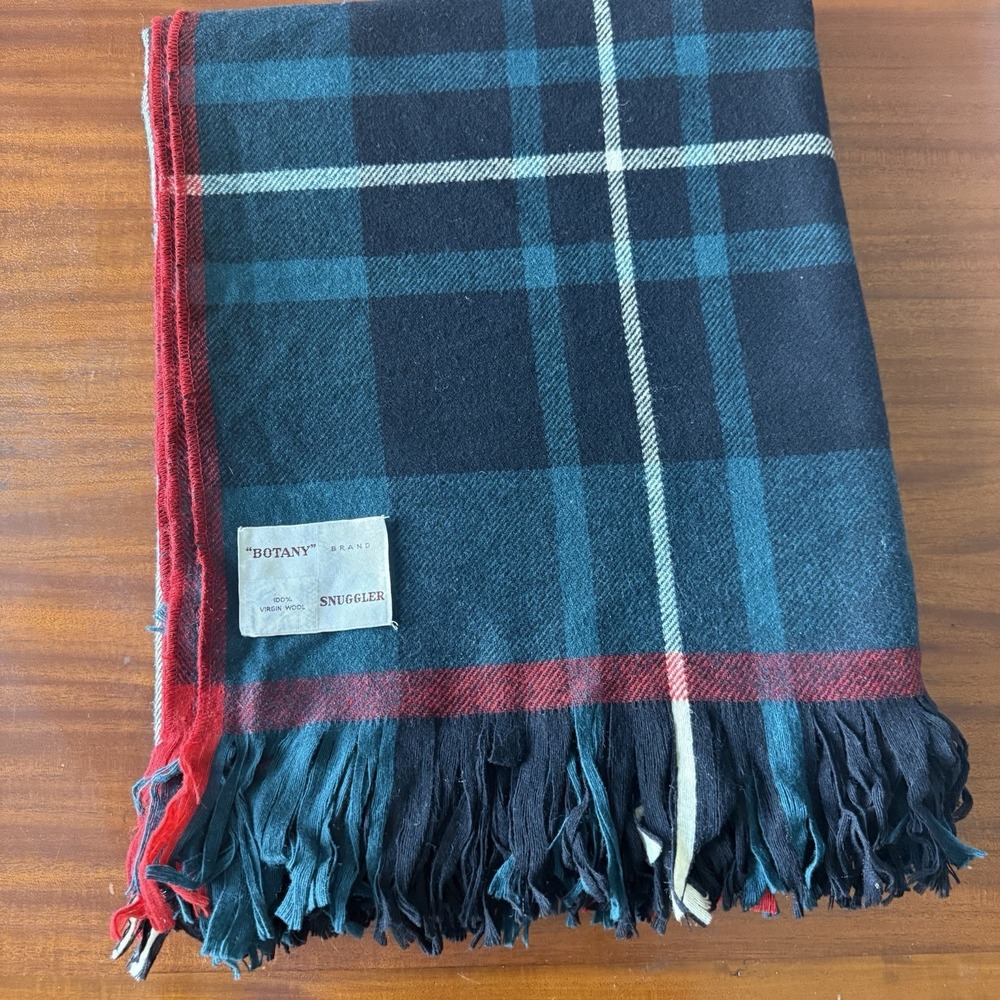 Vintage Botany Snuggler 100% Virgin Wool Tartan Plaid Throw Blanket 55x74 F/W
